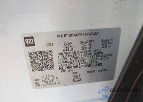 2024 Chevrolet Trailblazer Fwd Ls z USA, uszkodzony, nr VIN KL79MMSL7RB055683